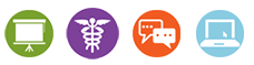 a row of icons representing different types of trainings avilable